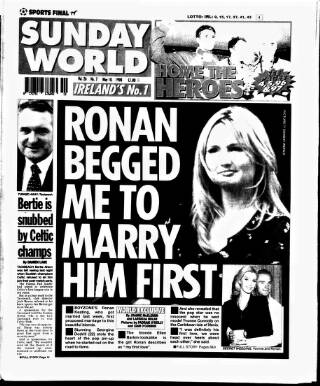 cover page of Sunday World (Dublin) published on May 10, 1998