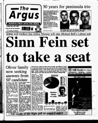cover page of Drogheda Argus and Leinster Journal published on May 10, 2002