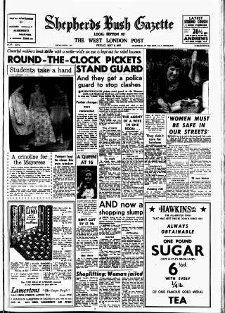 cover page of Hammersmith & Shepherds Bush Gazette published on May 9, 1958