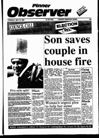 cover page of Pinner Observer published on May 10, 1990