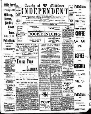cover page of Middlesex Independent published on May 10, 1905
