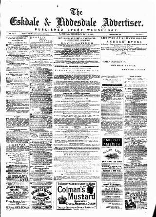 cover page of Eskdale and Liddesdale Advertiser published on May 10, 1882
