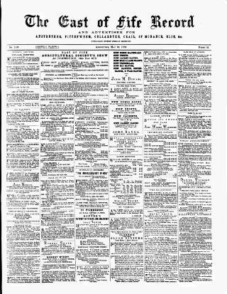 cover page of East of Fife Record published on May 10, 1878