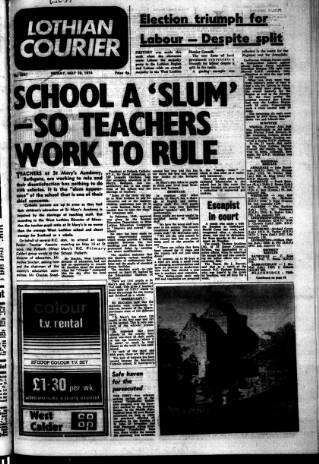 cover page of West Lothian Courier published on May 10, 1974