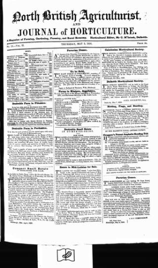 cover page of North British Agriculturist published on May 9, 1850