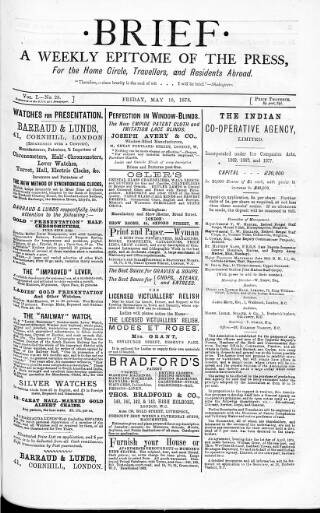 cover page of Brief published on May 10, 1878