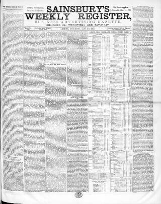 cover page of Sainsbury's Weekly Register and Advertising Journal published on May 10, 1862