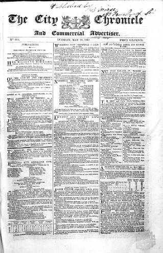 cover page of City Chronicle published on May 10, 1842