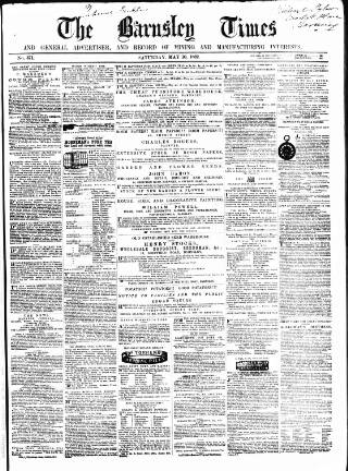 cover page of Barnsley Independent published on May 10, 1862