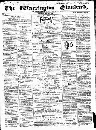 cover page of Warrington Standard and Lancashire and Cheshire Advertiser published on May 28, 1859