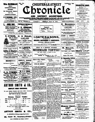 cover page of Chester-le-Street Chronicle and District Advertiser published on May 9, 1913