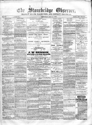 cover page of Cradley Heath & Stourbridge Observer published on May 10, 1879