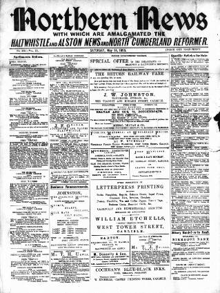cover page of North Cumberland Reformer published on May 14, 1898