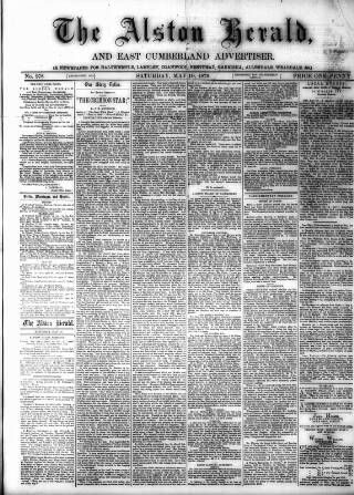 cover page of Alston Herald and East Cumberland Advertiser published on May 10, 1879