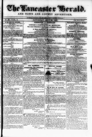 cover page of Lancaster Herald and Town and County Advertiser published on May 28, 1831