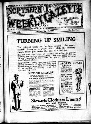 cover page of Northern Weekly Gazette published on May 10, 1924