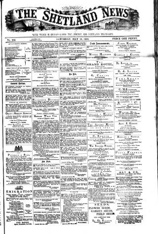cover page of Shetland News published on May 10, 1890