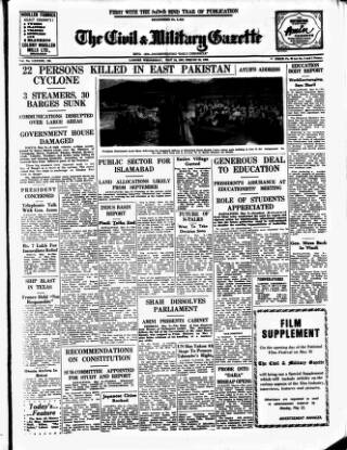 cover page of Civil & Military Gazette (Lahore) published on May 10, 1961