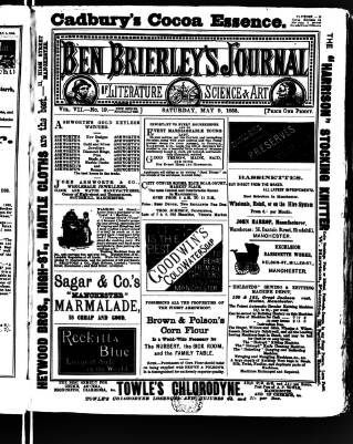 cover page of Ben Brierley's Journal published on May 9, 1885