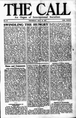 cover page of Call (London) published on May 10, 1917