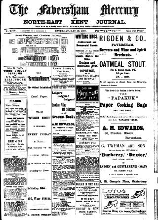 cover page of Faversham Times and Mercury and North-East Kent Journal published on May 10, 1913
