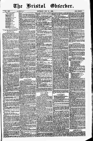 cover page of Bristol Observer published on May 10, 1879