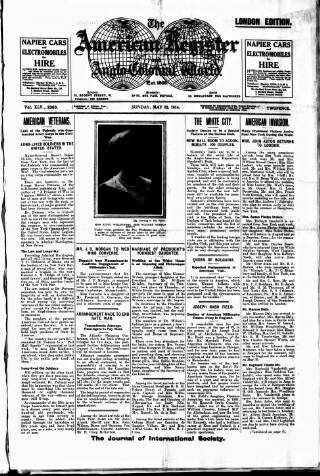 cover page of American Register published on May 10, 1914