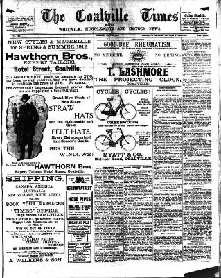 cover page of Coalville Times published on May 10, 1912