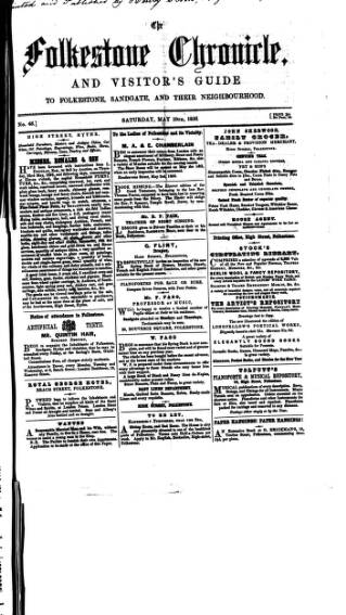 cover page of Folkestone Chronicle published on May 10, 1856