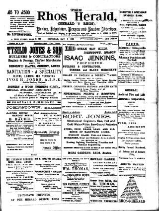 cover page of Rhos Herald published on May 9, 1908