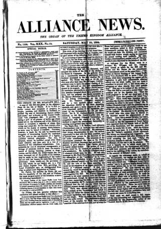 cover page of Alliance News published on May 10, 1884