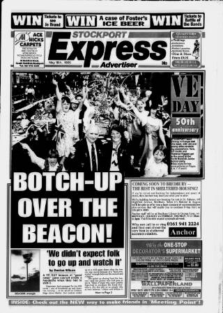 cover page of Stockport Express Advertiser published on May 10, 1995