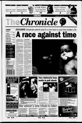 cover page of Crewe Chronicle published on May 10, 1995
