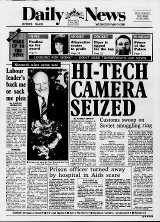 cover page of Birmingham News published on May 10, 1989