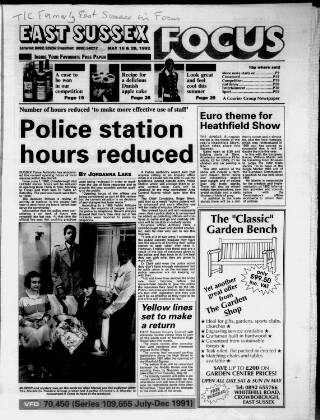 cover page of East Sussex Focus published on May 20, 1992