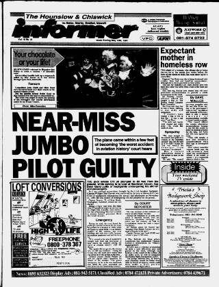 cover page of Hounslow & Chiswick Informer published on May 10, 1991
