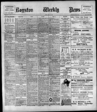 cover page of Royston Weekly News published on May 10, 1907