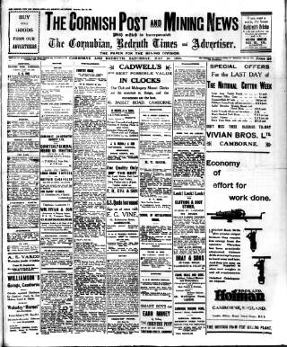 cover page of Cornish Post and Mining News published on May 10, 1930