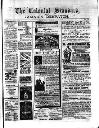 cover page of Colonial Standard and Jamaica Despatch published on May 10, 1890