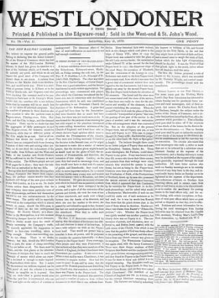 cover page of West Londoner published on May 18, 1872