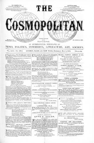 cover page of Cosmopolitan published on May 6, 1875