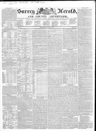 cover page of Surrey Herald and County Advertiser published on May 16, 1827