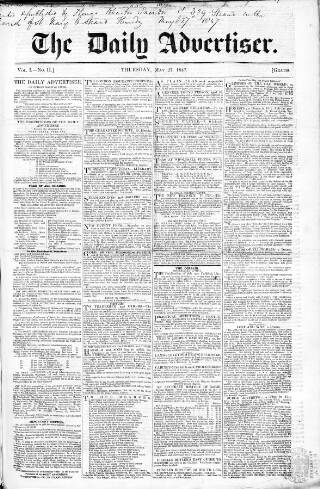 cover page of London and Liverpool Advertiser published on May 27, 1847