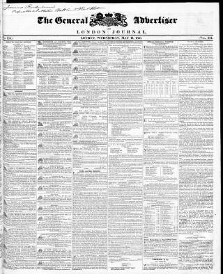 cover page of Town and Country Advertiser published on May 11, 1836