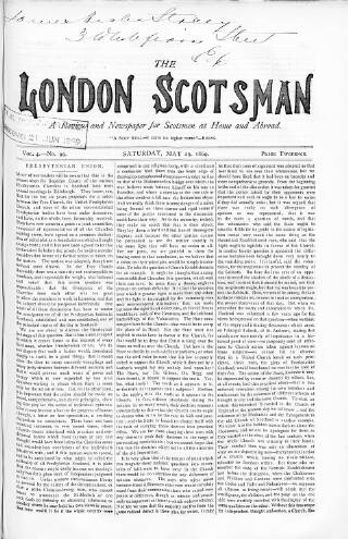 cover page of London Scotsman published on May 29, 1869