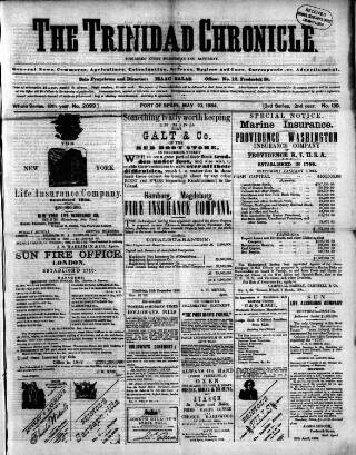 cover page of Trinidad Chronicle published on May 10, 1884