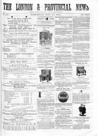 cover page of London & Provincial News and General Advertiser published on May 10, 1862