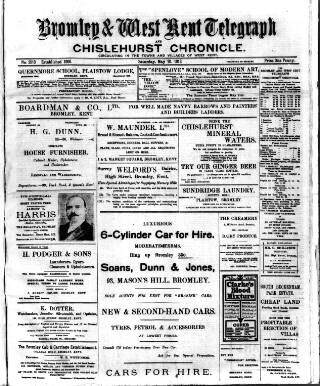 cover page of Bromley and West Kent Telegraph published on May 10, 1913