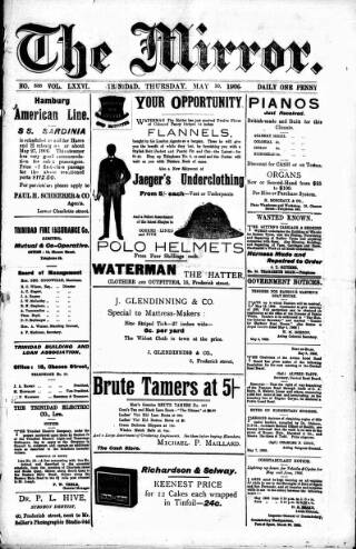 cover page of Mirror (Trinidad & Tobago) published on May 10, 1906