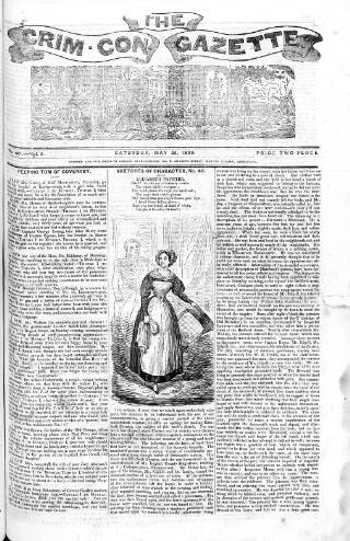 cover page of Crim. Con. Gazette published on May 25, 1839